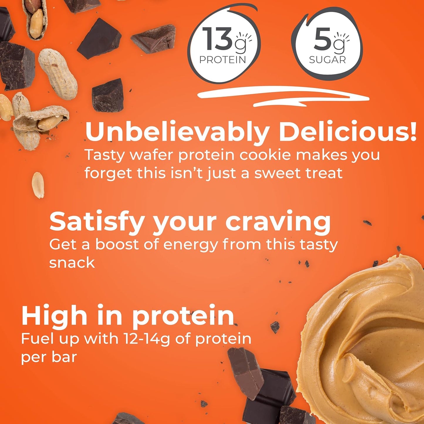 High Protein Power Crunch Wafer Bars - Peanut Butter Fudge Flavor, 1.4oz (12 Pack)