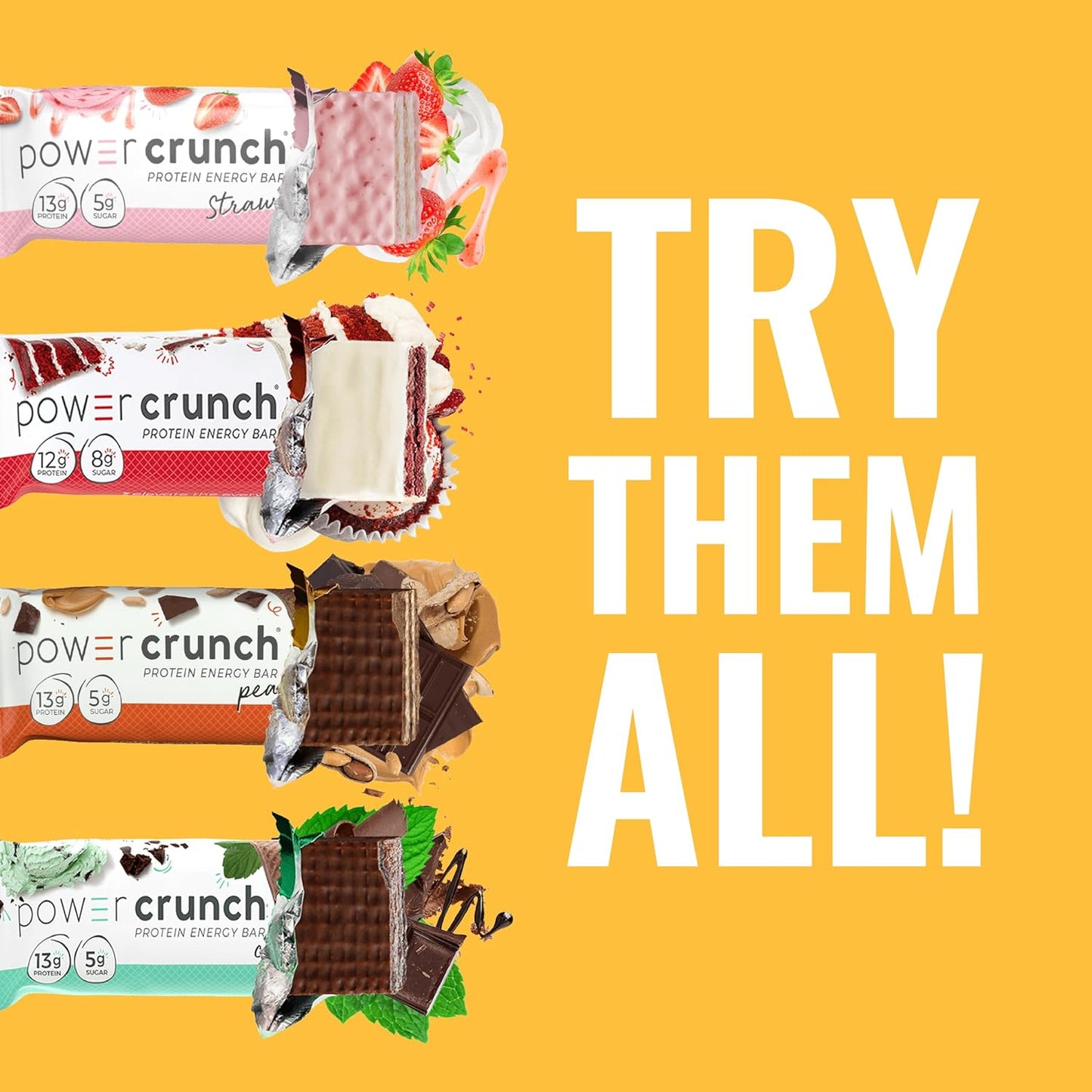 High Protein Power Crunch Wafer Bars - Peanut Butter Fudge Flavor, 1.4oz (12 Pack)