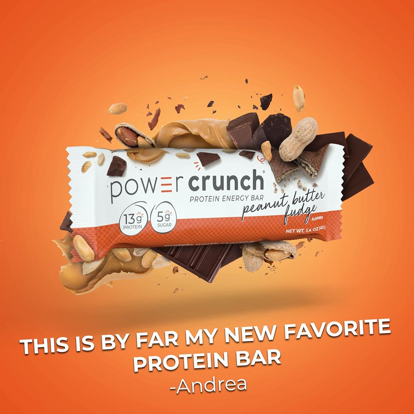 High Protein Power Crunch Wafer Bars - Peanut Butter Fudge Flavor, 1.4oz (12 Pack)
