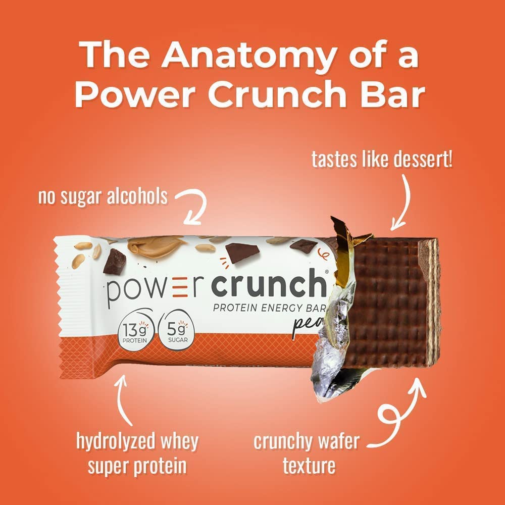 High Protein Power Crunch Wafer Bars - Peanut Butter Fudge Flavor, 1.4oz (12 Pack)