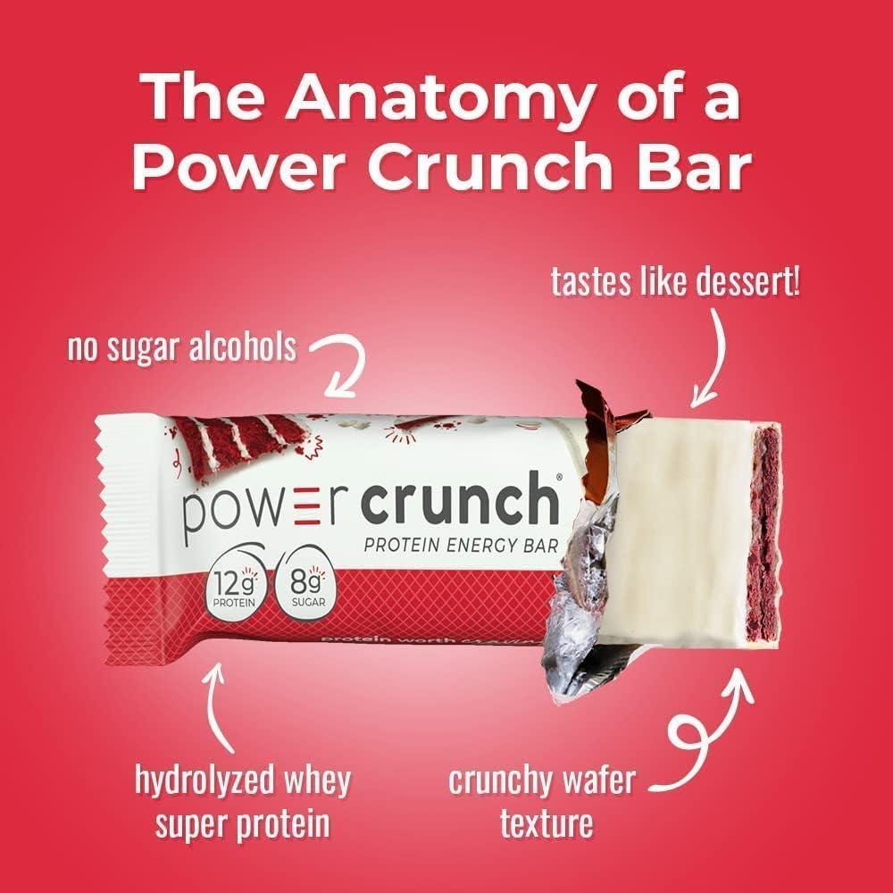 High Protein Red Velvet Wafer Bars, Delicious Snacks (12 Count) - Power Crunch