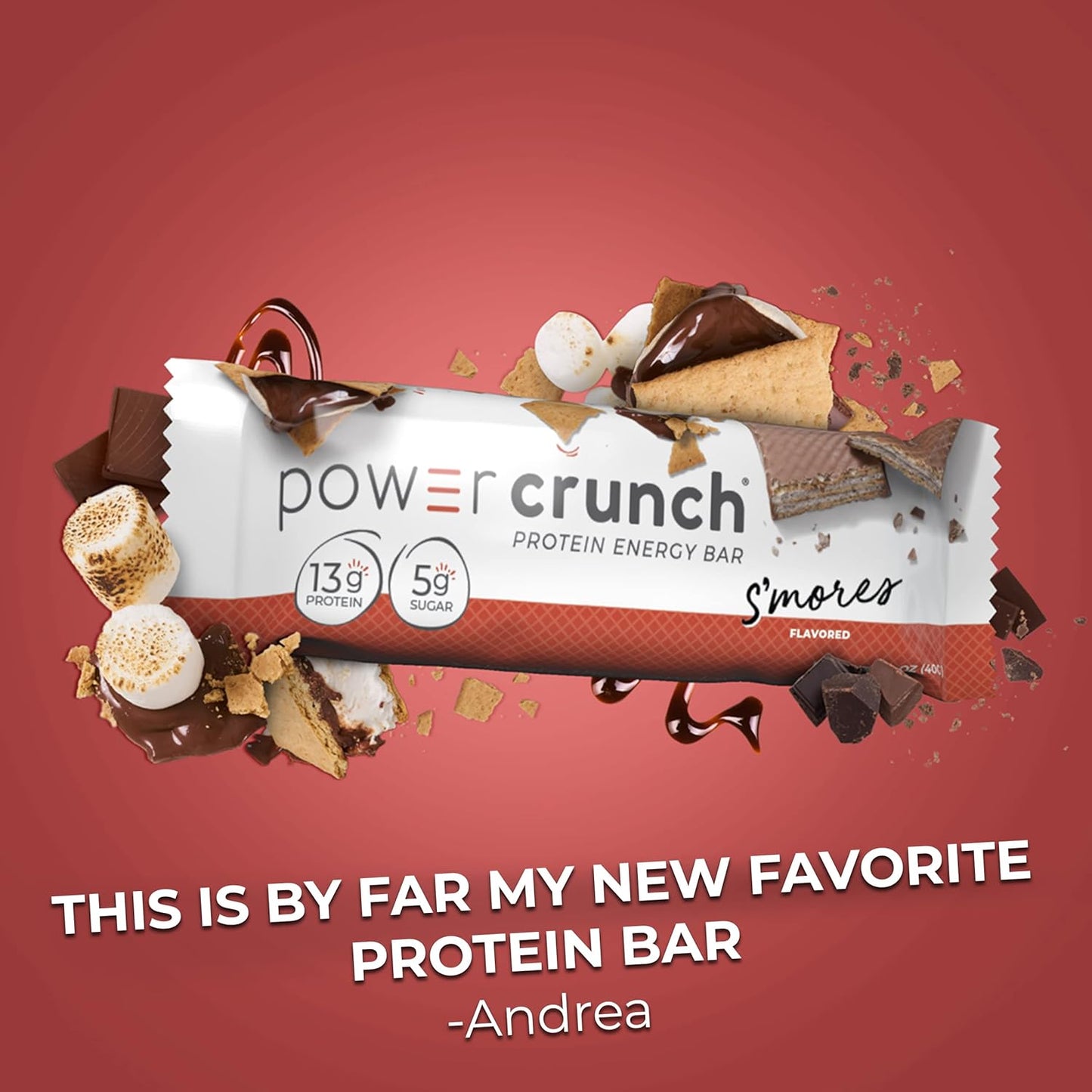 High Protein S'Mores Wafer Bars, Delicious Power Crunch Snacks, 1.4 oz Each (12 Pack)