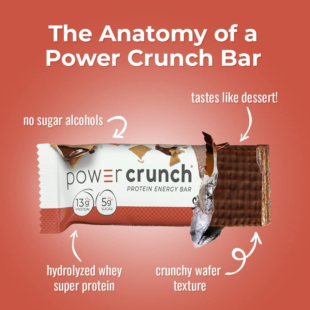 High Protein S'Mores Wafer Bars, Delicious Power Crunch Snacks, 1.4 oz Each (12 Pack)