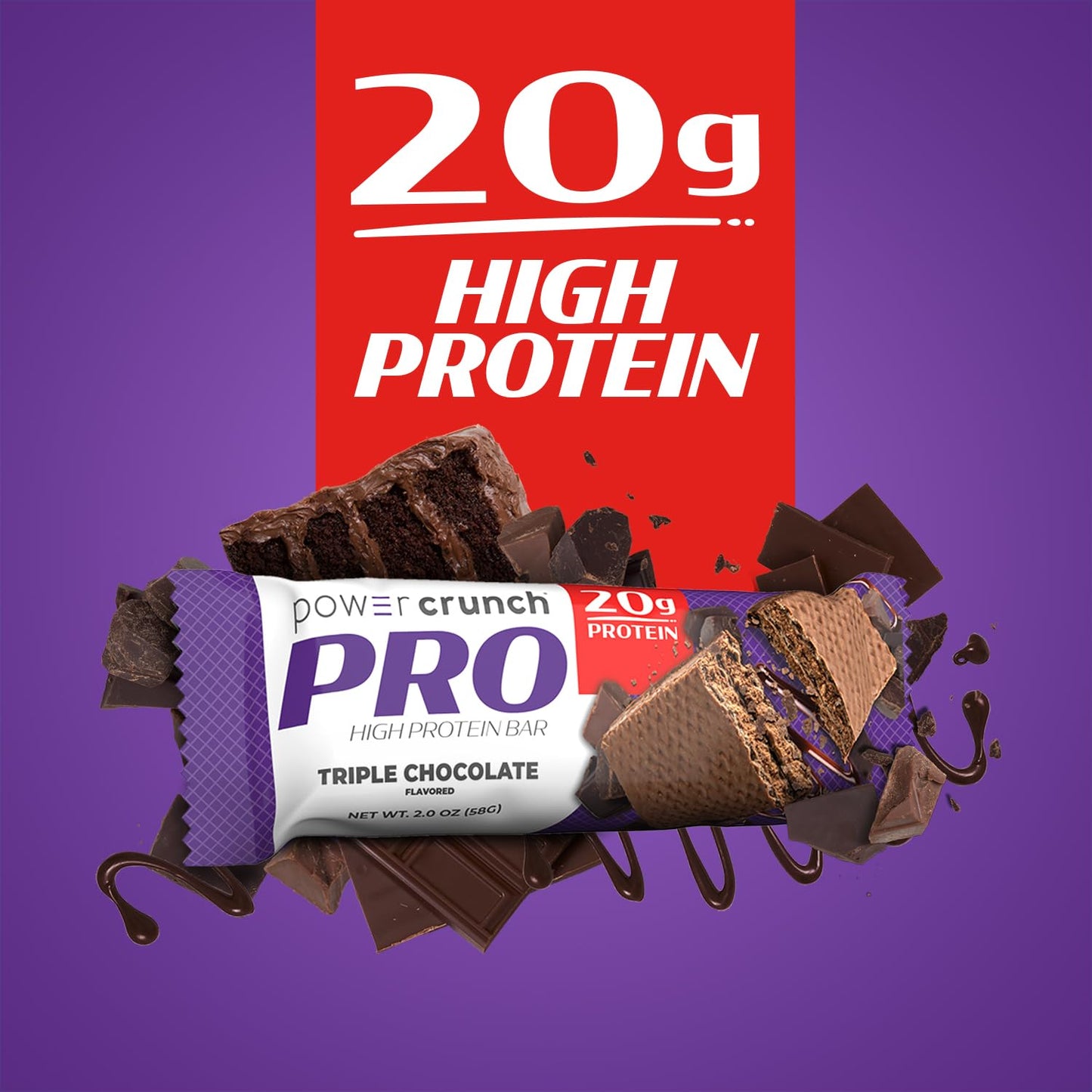 High Protein Triple Chocolate Power Crunch PRO Wafer Bars - 2.0 Ounce (4 Count)