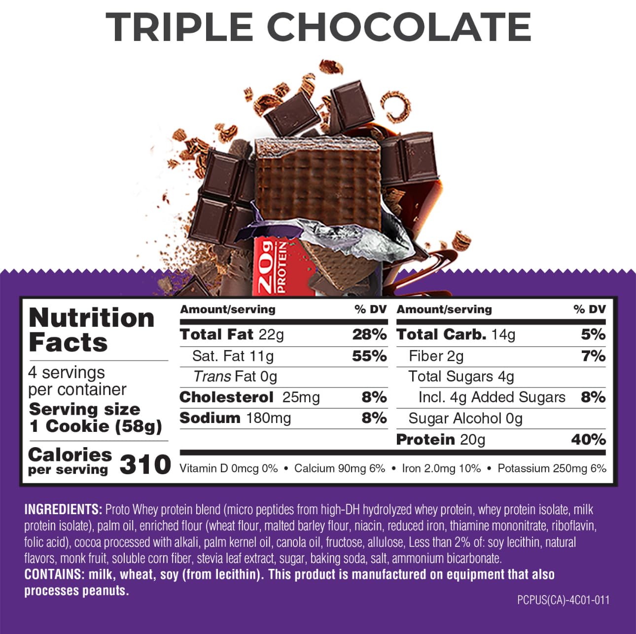 High Protein Triple Chocolate Power Crunch PRO Wafer Bars - 2.0 Ounce (4 Count)