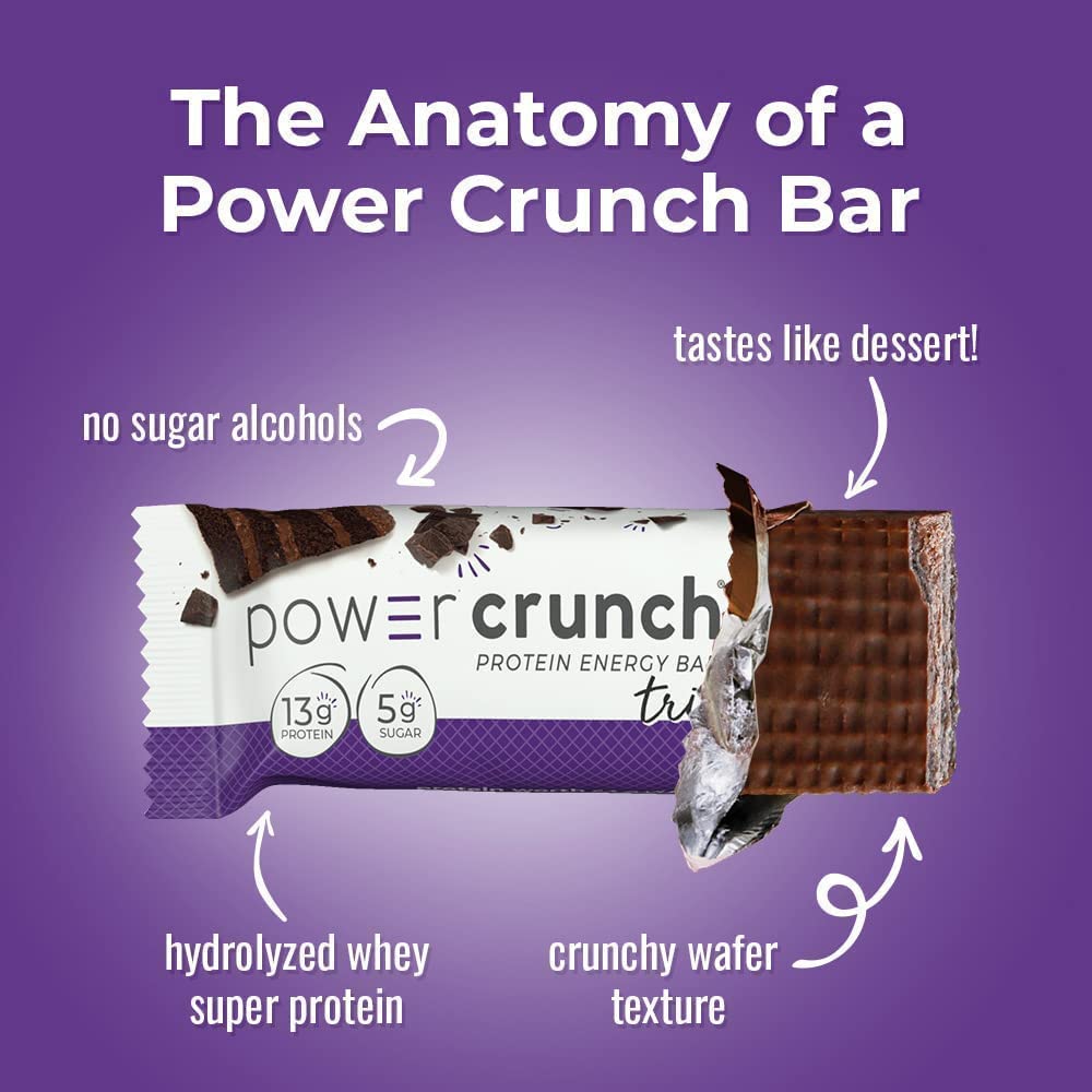 High Protein Triple Chocolate Power Crunch Wafer Bars - 12 Pack, 1.4 oz Delicious Snacks
