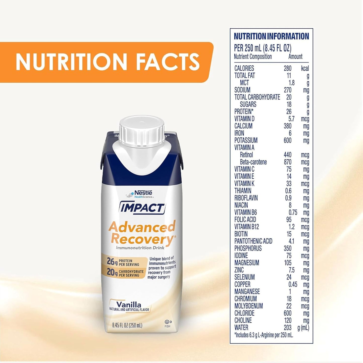 High-Protein Vanilla Recovery Drink for PRE and POST Surgery, 280 Calories, 26g Protein, 8.45 Fl Oz, Pack of 10