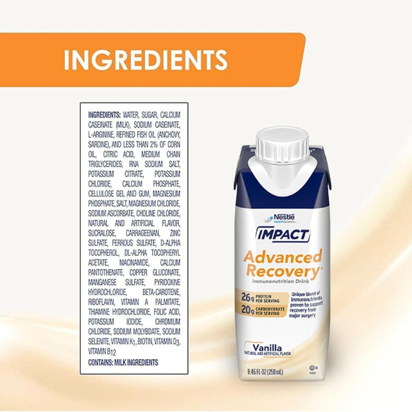 High-Protein Vanilla Recovery Drink for PRE and POST Surgery, 280 Calories, 26g Protein, 8.45 Fl Oz, Pack of 10