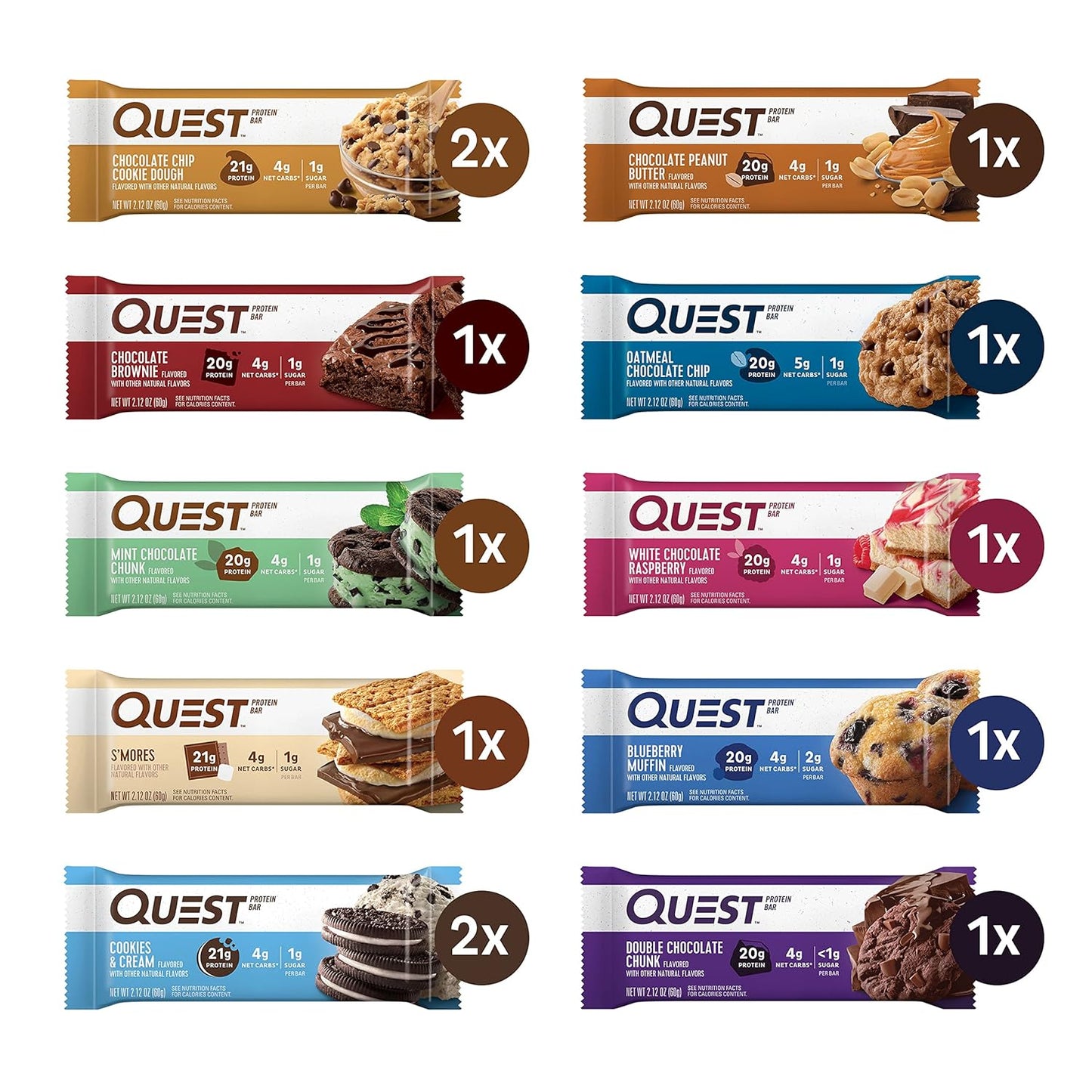 High Protein Variety Pack: 30 Bars, Gluten Free, Pure Protein & Quest Nutrition