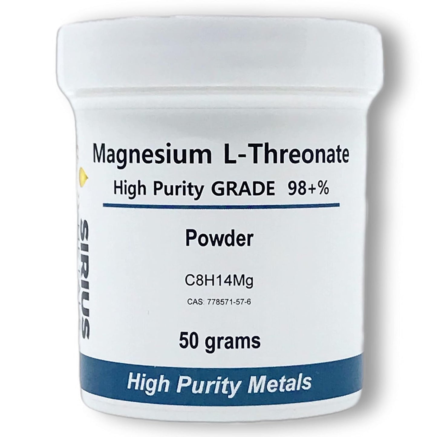 High Purity 50g Sirius Metals Magnesium L-Threonate Supplement