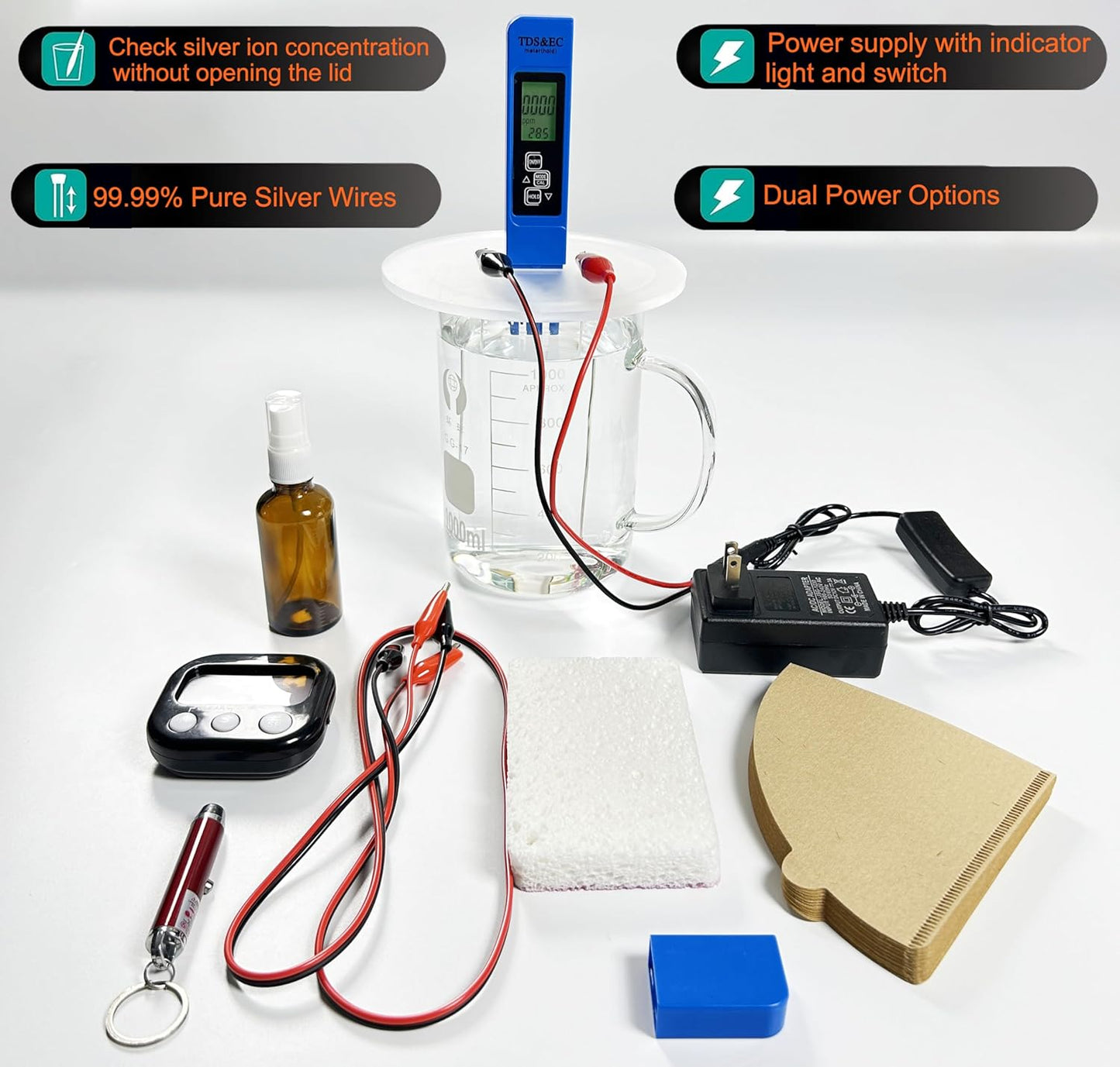High Purity 99.99% Silver Wire for SVZIOOG Colloidal Silver Generator Kit - 24V