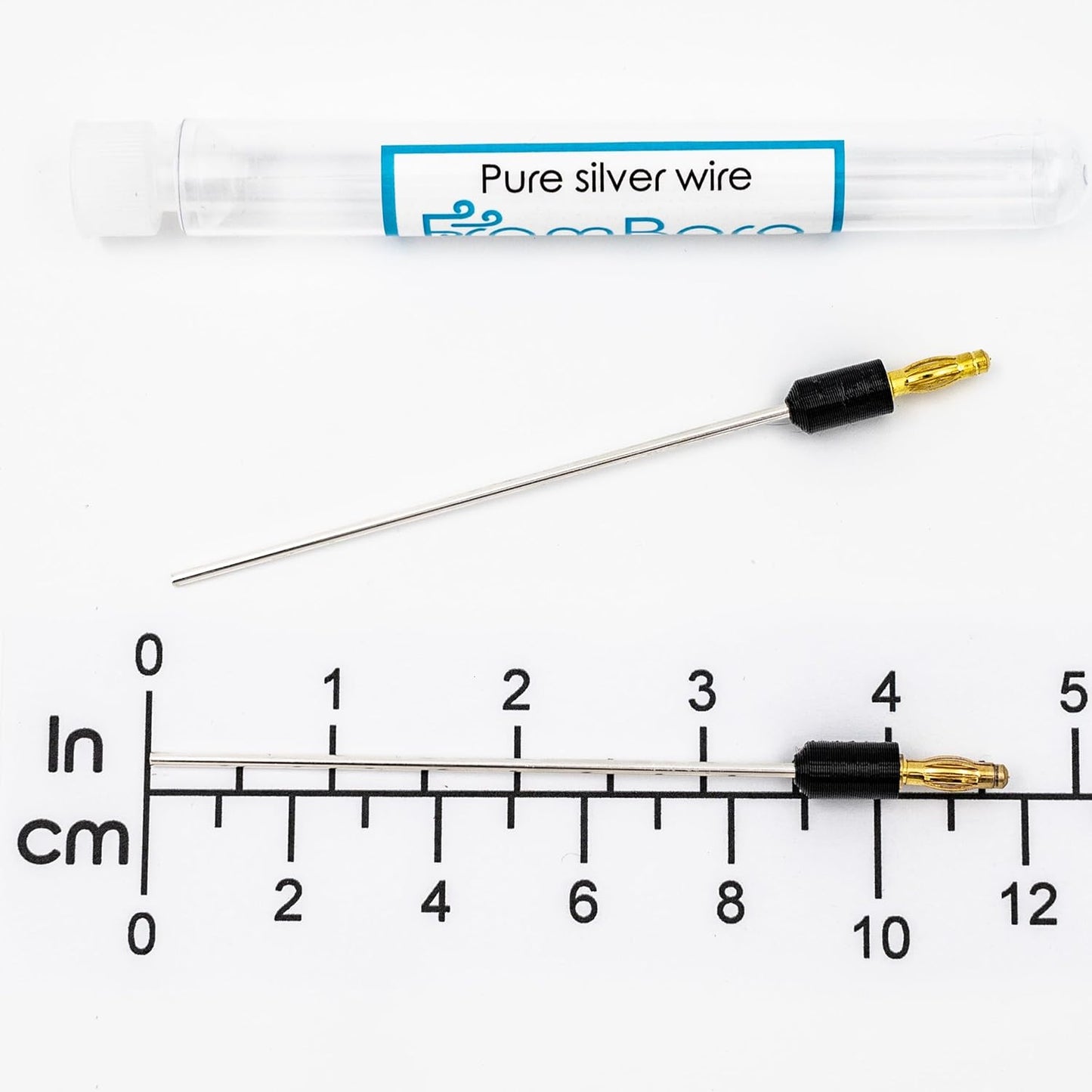 High Purity 99.99% Silver Wire with Connector for Colloidal Silver Generator - 12GA 4" - Includes Certificate of Authenticity