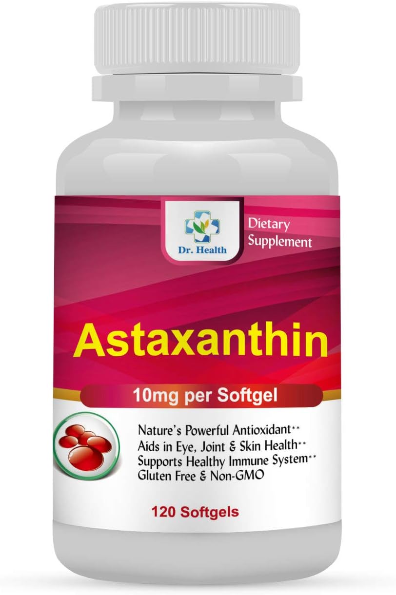 High Purity Astaxanthin 10mg Softgels - Natural Antioxidant for Eye, Brain, Joint, Skin, Heart Health - 120 Count - 4 Month Supply
