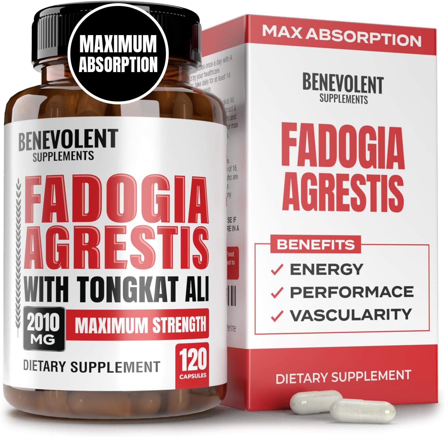High Purity Fadogia Agrestis 1500mg Supplement with BioPerine® & Tongkat Ali - Boost Stamina, Muscle Growth, Drive - 120 Capsules