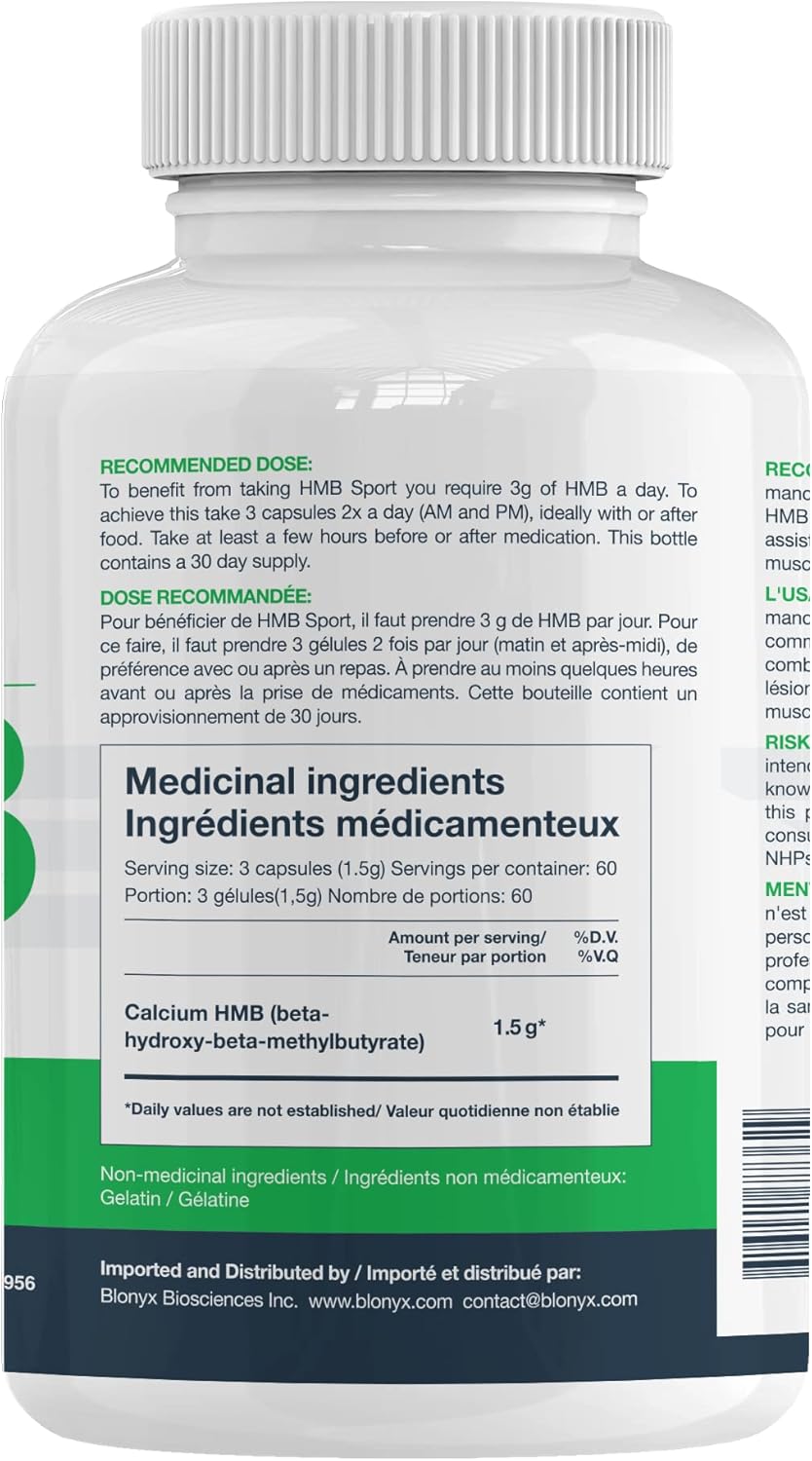 High Purity HMB Sport Capsules for Performance & Recovery - 3g Daily, Reduces Muscle Soreness, 30-Day Supply