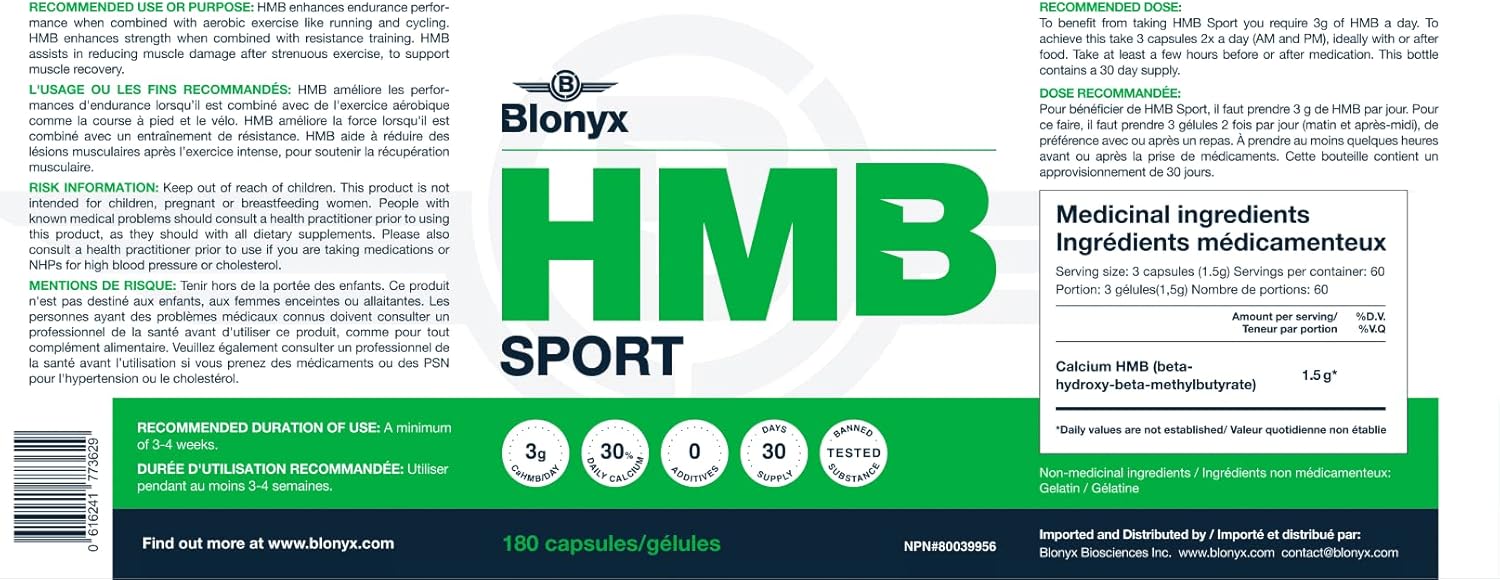 High Purity HMB Sport Capsules for Performance & Recovery - 3g Daily, Reduces Muscle Soreness, 30-Day Supply