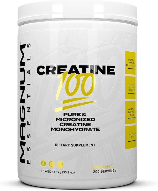 High-Purity Micronized Creatine Monohydrate for Strength & Muscle Growth - 100 to 200 Servings