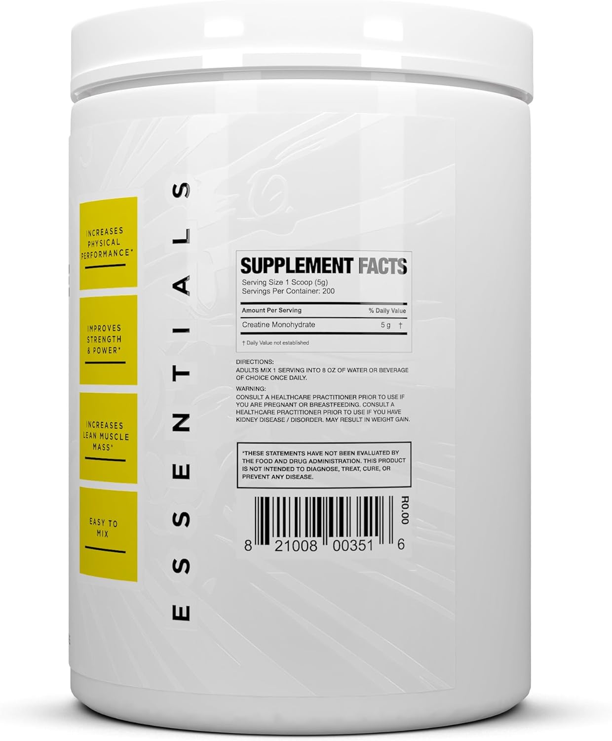 High-Purity Micronized Creatine Monohydrate for Strength & Muscle Growth - 100 to 200 Servings