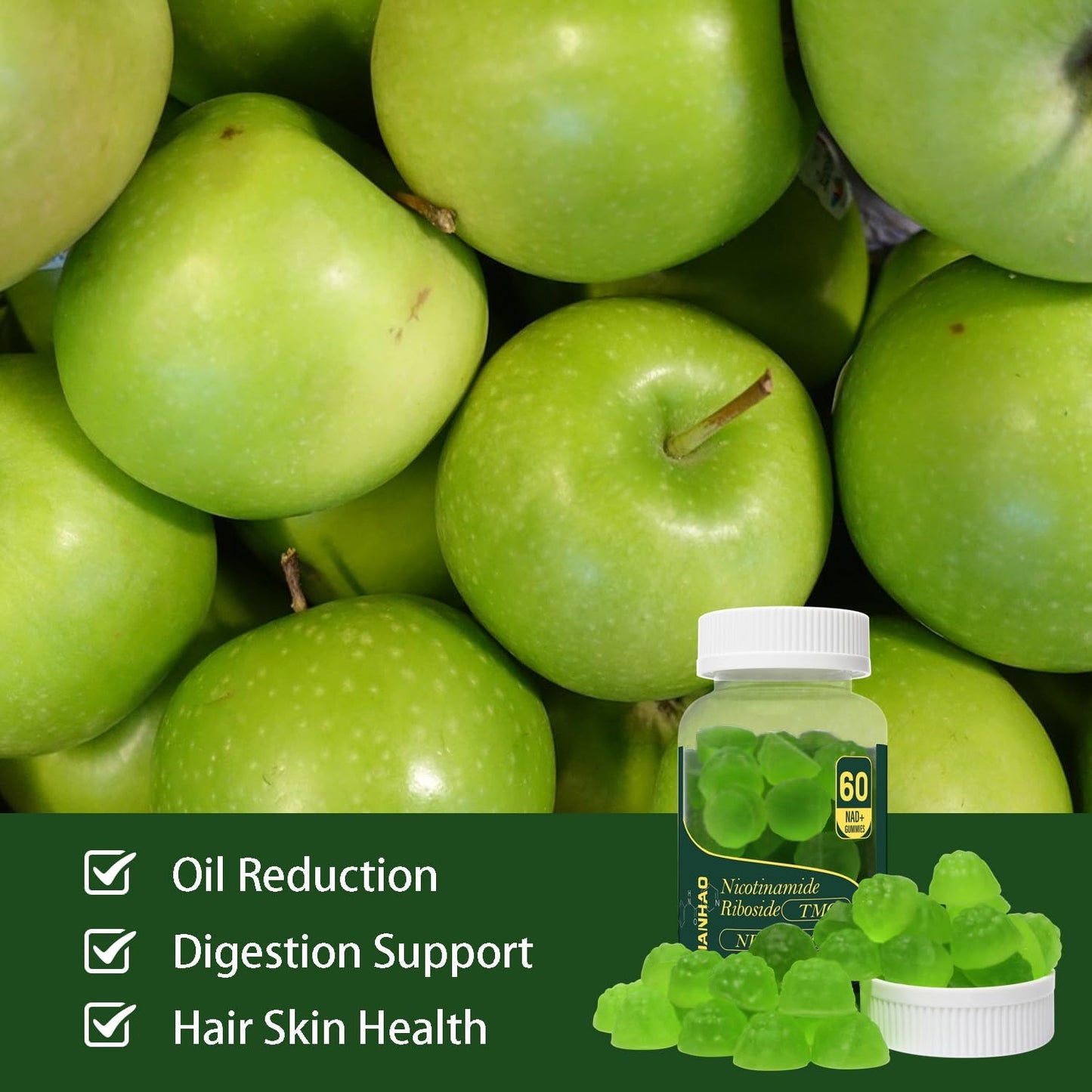 High Purity NMN Supplement Gummies with Liposomal Nicotinamide Riboside, Resveratrol, and Quercetin - Anti-Aging, Energy, Focus - 1 Box