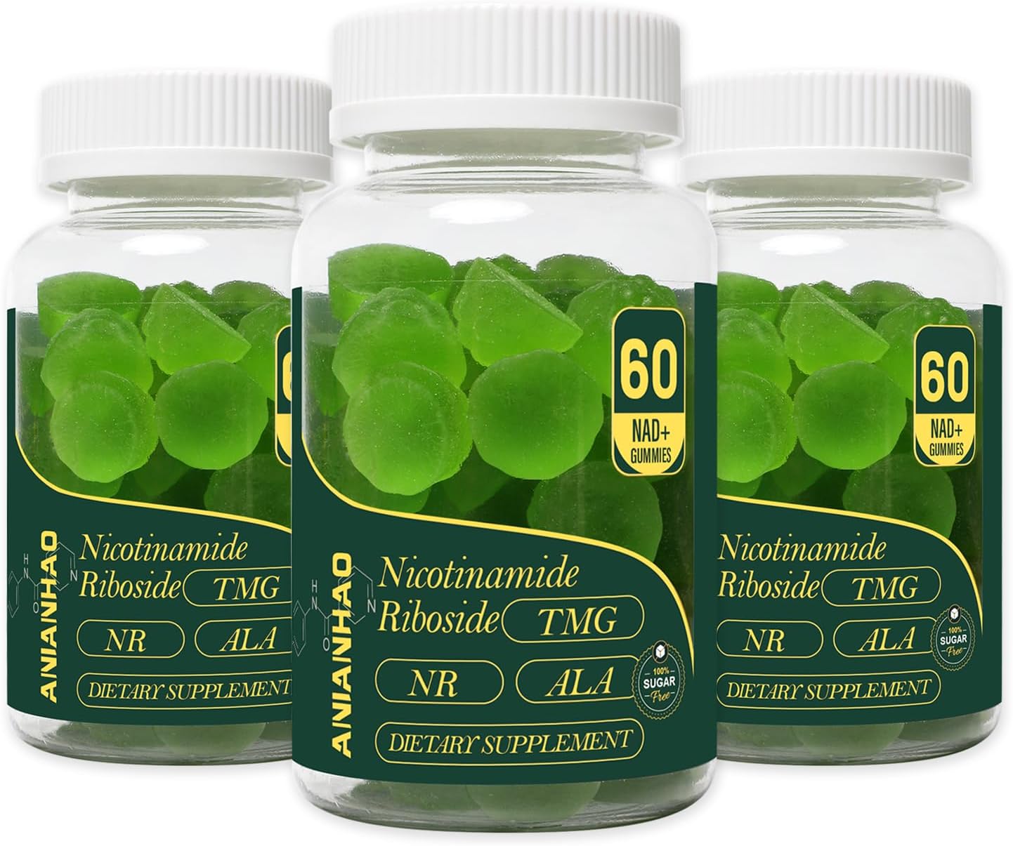 High Purity NMN Supplement Gummies with Liposomal Nicotinamide Riboside, Resveratrol, and Quercetin - Anti-Aging, Energy, Focus - 1 Box
