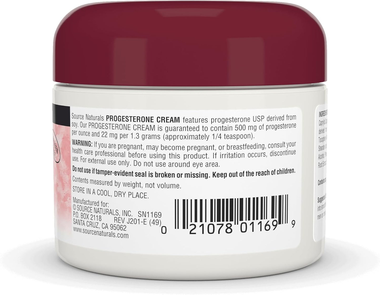 High Purity Progesterone Cream for Women's Health Support - Paraben-Free - 2 Ounce Jar