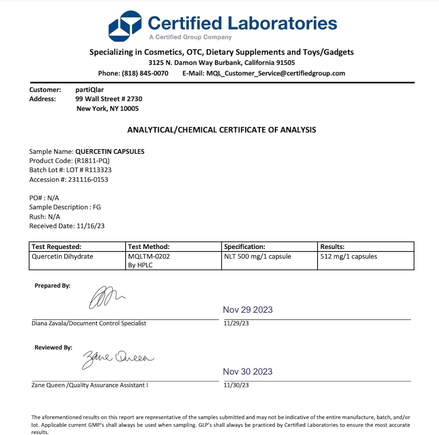 High Purity Quercetin Supplement - 500mg per Capsule - 60 Capsules - Third Party Tested - Promotes Overall Health & Wellbeing