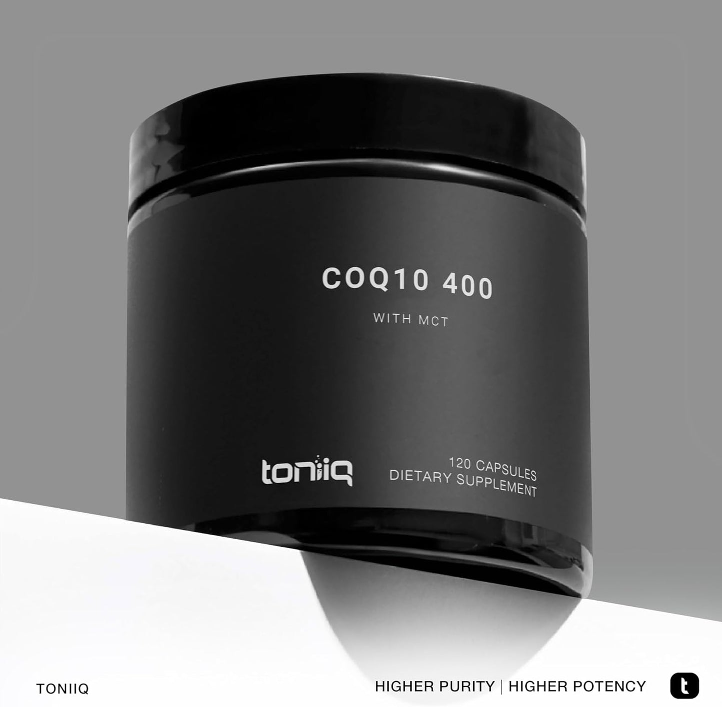 High Purity Toniiq CoQ10 400mg Capsules with MCT Oil - 98% Purified - Third-Party Tested - 120 Veggie Caps