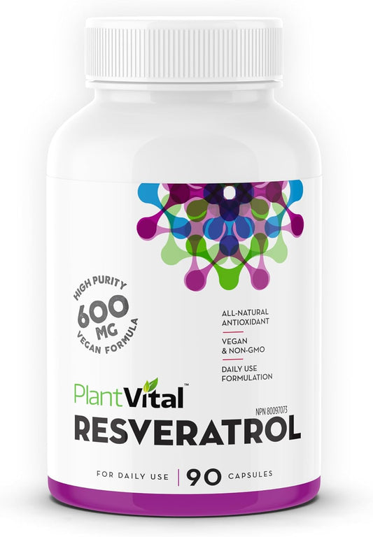High Purity Trans Resveratrol 600mg Capsules - 90 Vegan Antioxidant Supplement - Non-GMO, Gluten-Free