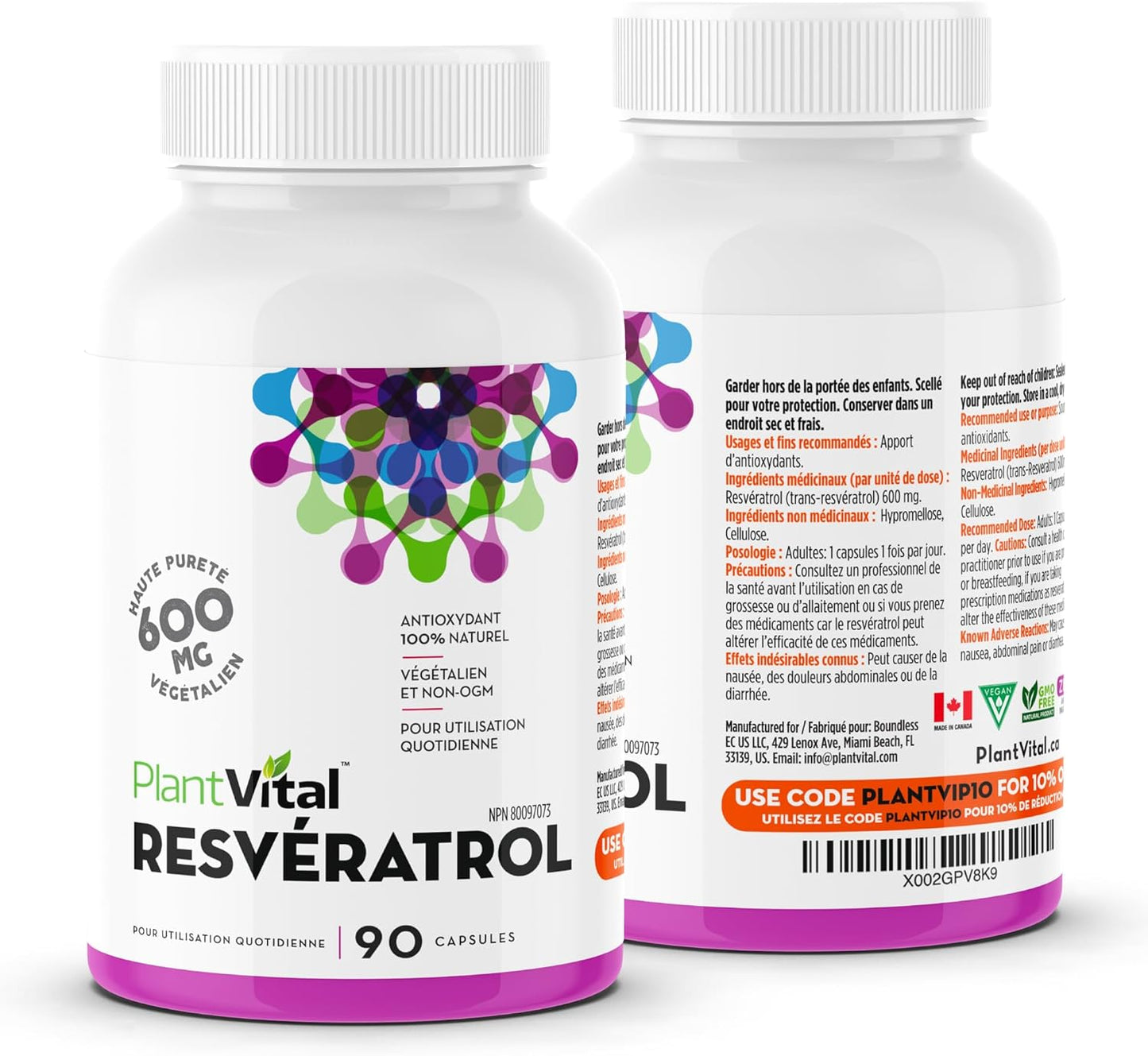High Purity Trans Resveratrol 600mg Capsules - 90 Vegan Antioxidant Supplement - Non-GMO, Gluten-Free