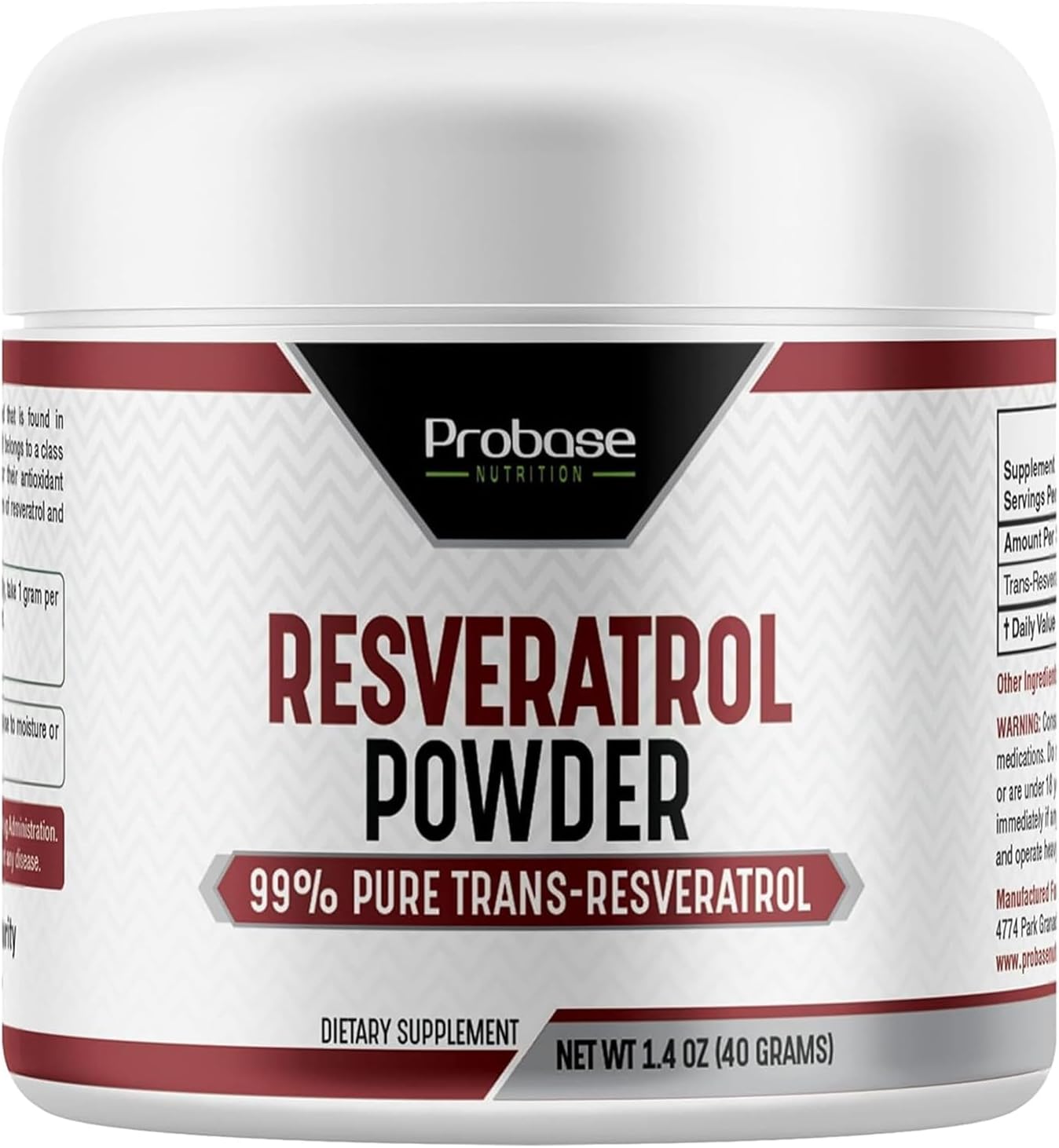 High Purity Trans Resveratrol Powder Supplement for Age Support - 40-Day Supply, 40g