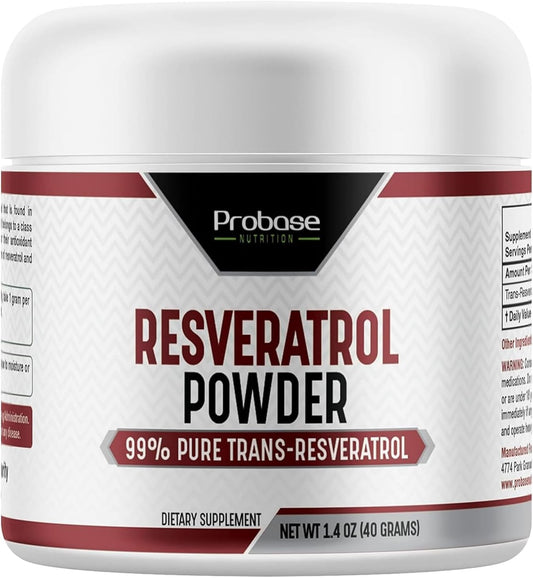 High Purity Trans Resveratrol Powder Supplement for Age Support - 40-Day Supply, 40g