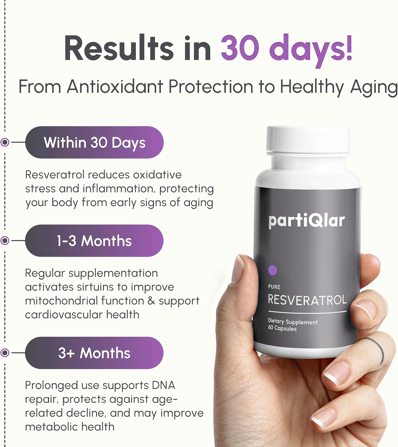 High Purity Trans Resveratrol Supplement 500mg - 98% Purity - Vegan - Sirtuin Activating - 60 Capsules