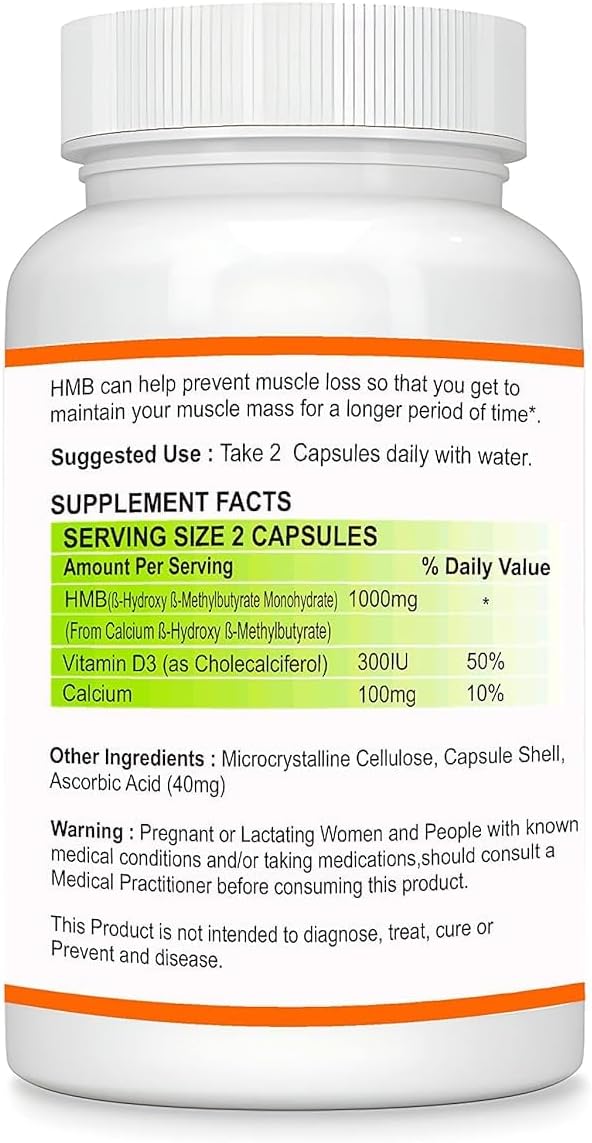 High-Quality 1000mg Senta HMB Supplement for Muscle Growth, Retention & Recovery - 90 Capsules for Bodybuilding