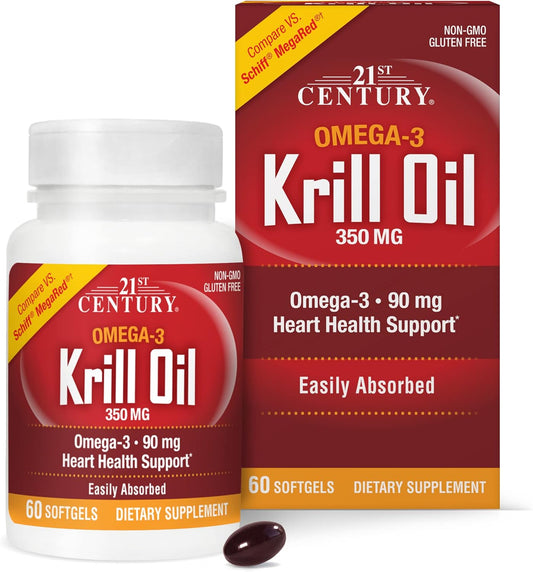 High-Quality 300 mg Krill Oil Softgels - 60 Count for 21st Century