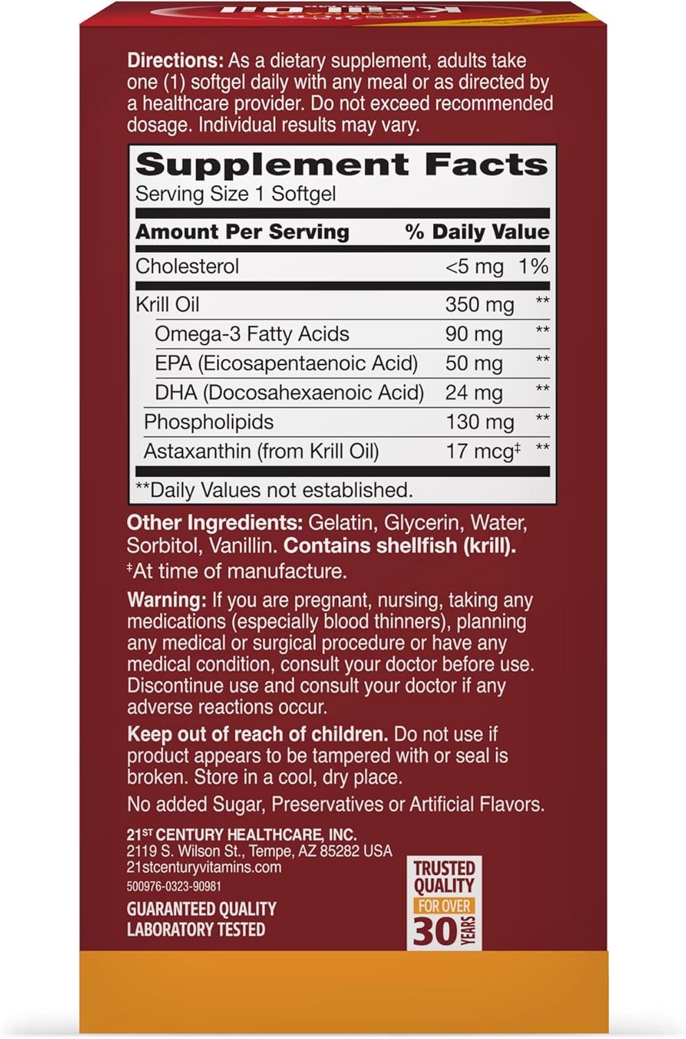 High-Quality 300 mg Krill Oil Softgels - 60 Count for 21st Century