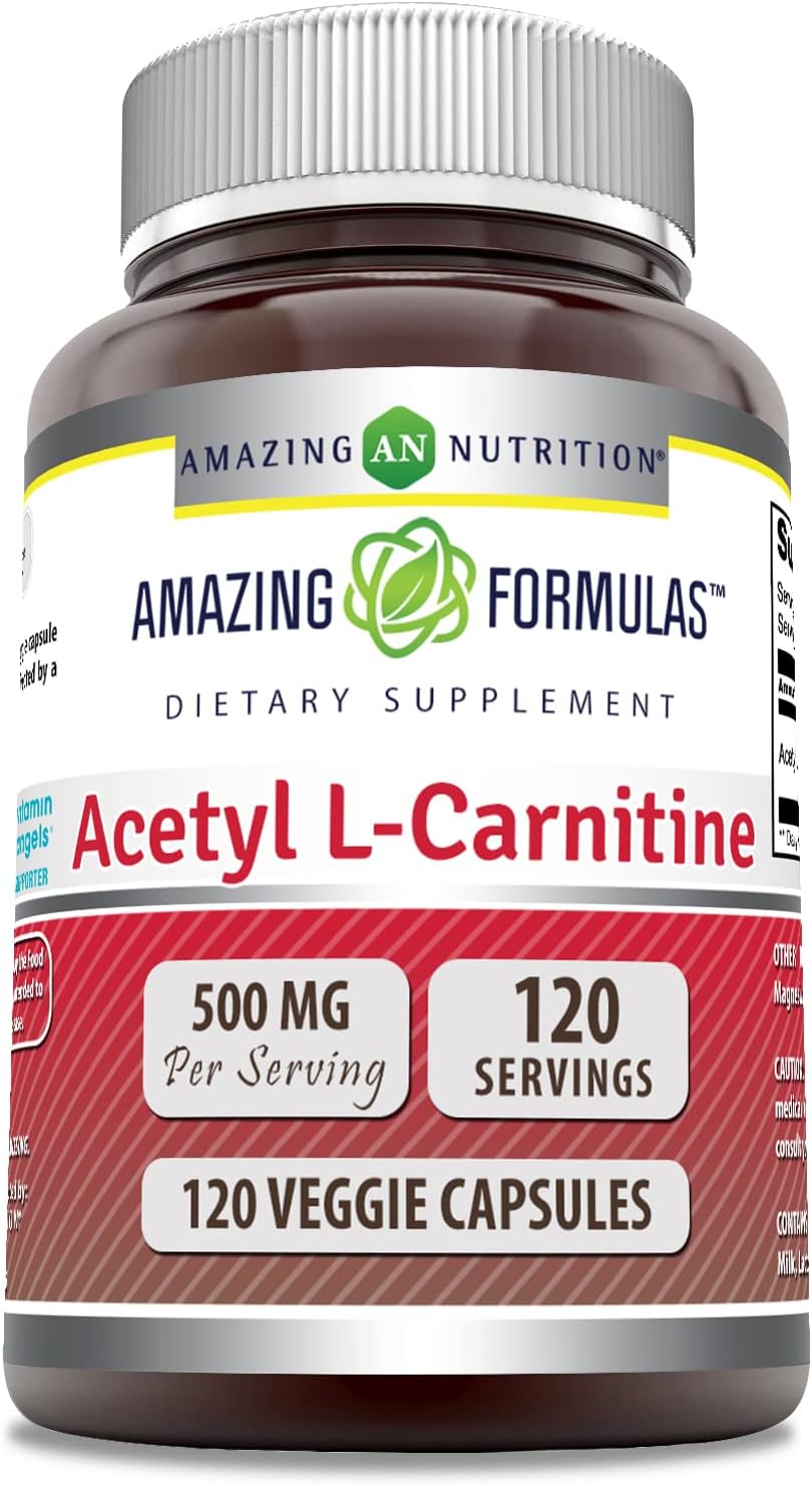 High-Quality Acetyl L-Carnitine HCL Supplement | 500mg Per Serving | 120 Veggie Capsules | Non-GMO | Gluten Free | USA-Made