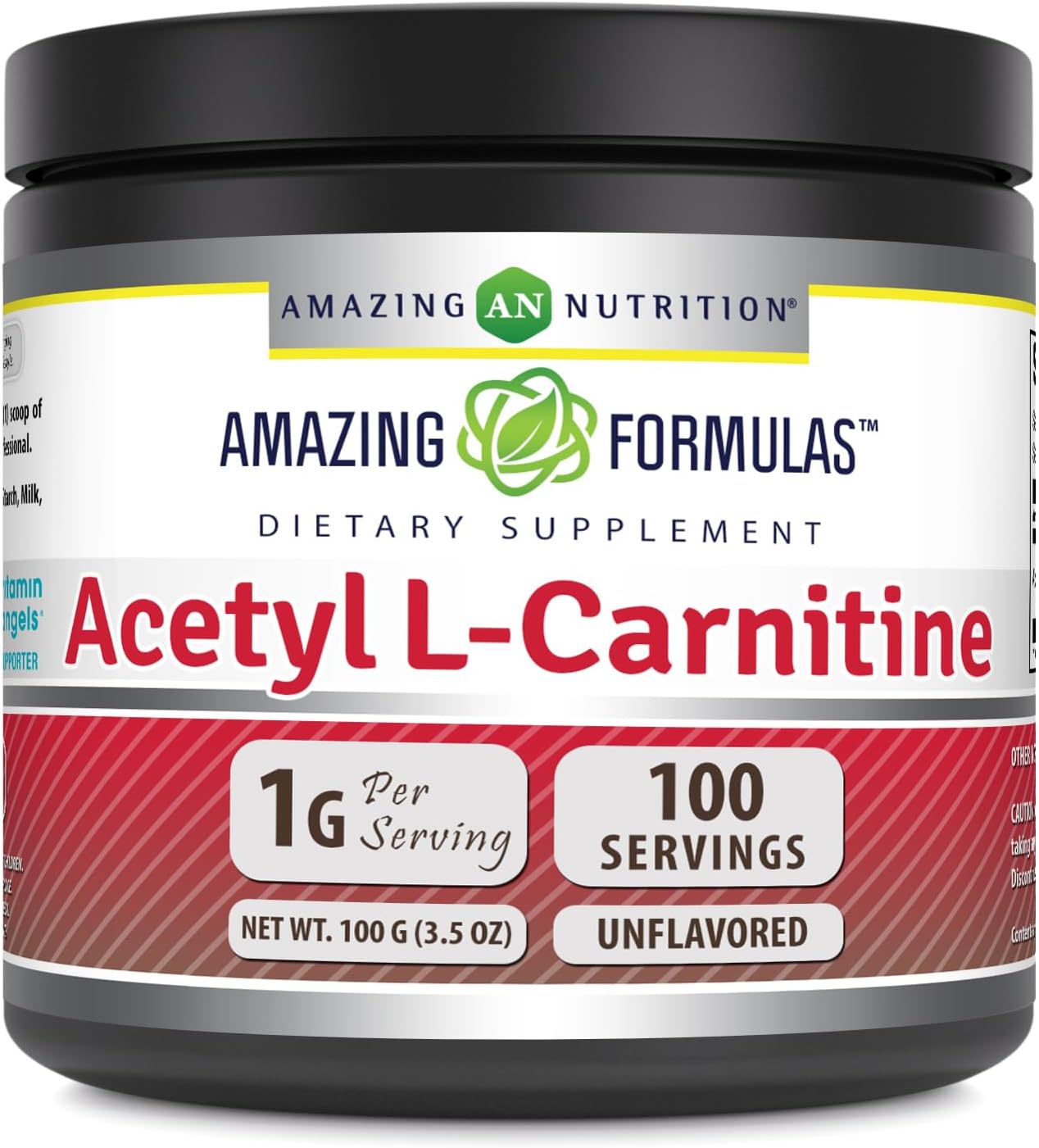 High-Quality Acetyl L-Carnitine Powder Supplement - 100 Servings - Non-GMO & Gluten Free - Made in USA - 100g