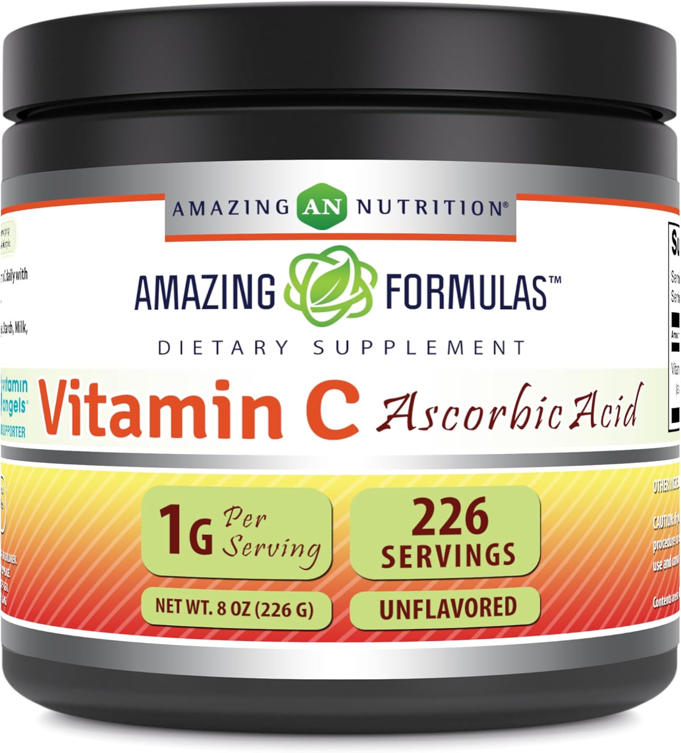 High-Quality Amazing Formulas Vitamin C Powder Supplement - 1 Gram Per Serving - Non-GMO & Gluten Free - 8 Oz - 226 Servings - Made in USA