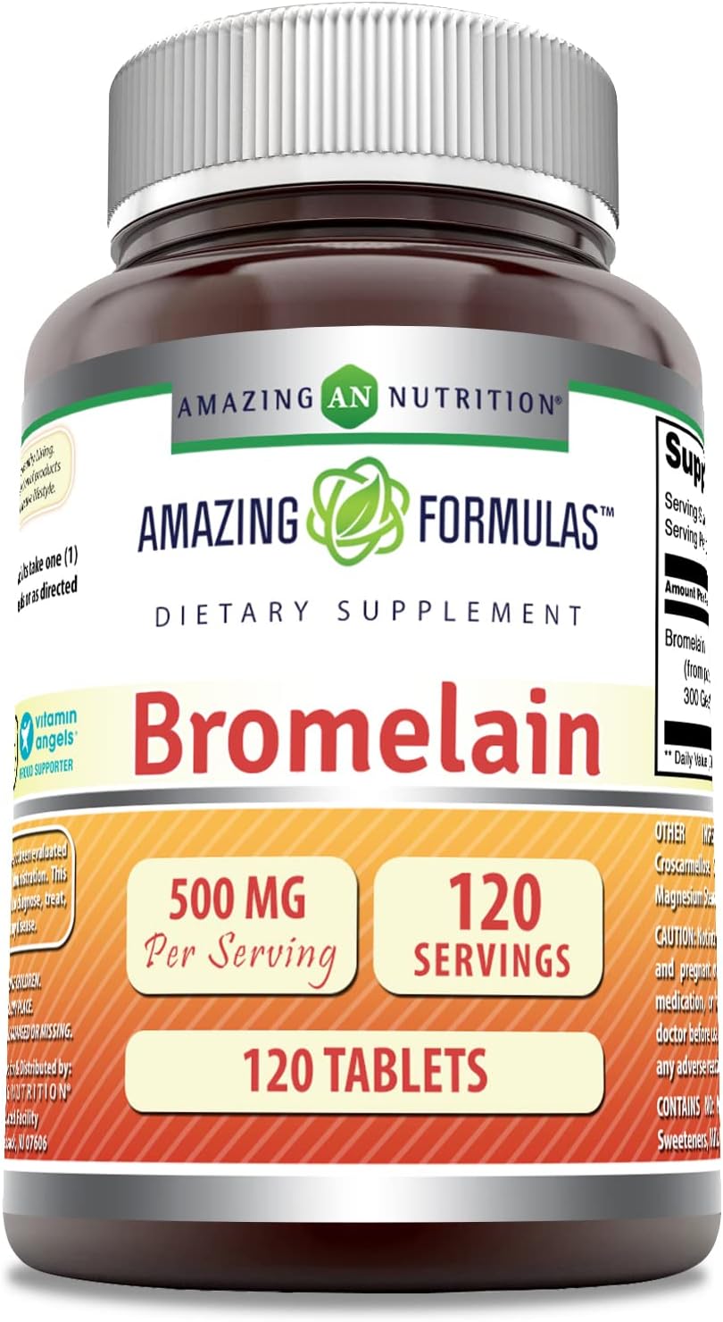 High-Quality Amazing Nutrition Bromelain 500 Mg Supplement - 120 Tablets | Non-GMO, Gluten Free, Made in the USA