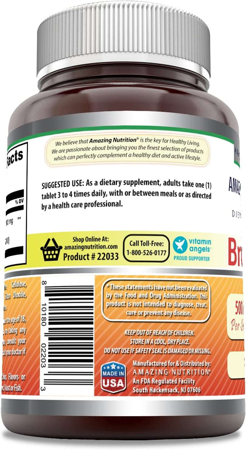 High-Quality Amazing Nutrition Bromelain 500 Mg Supplement - 120 Tablets | Non-GMO, Gluten Free, Made in the USA