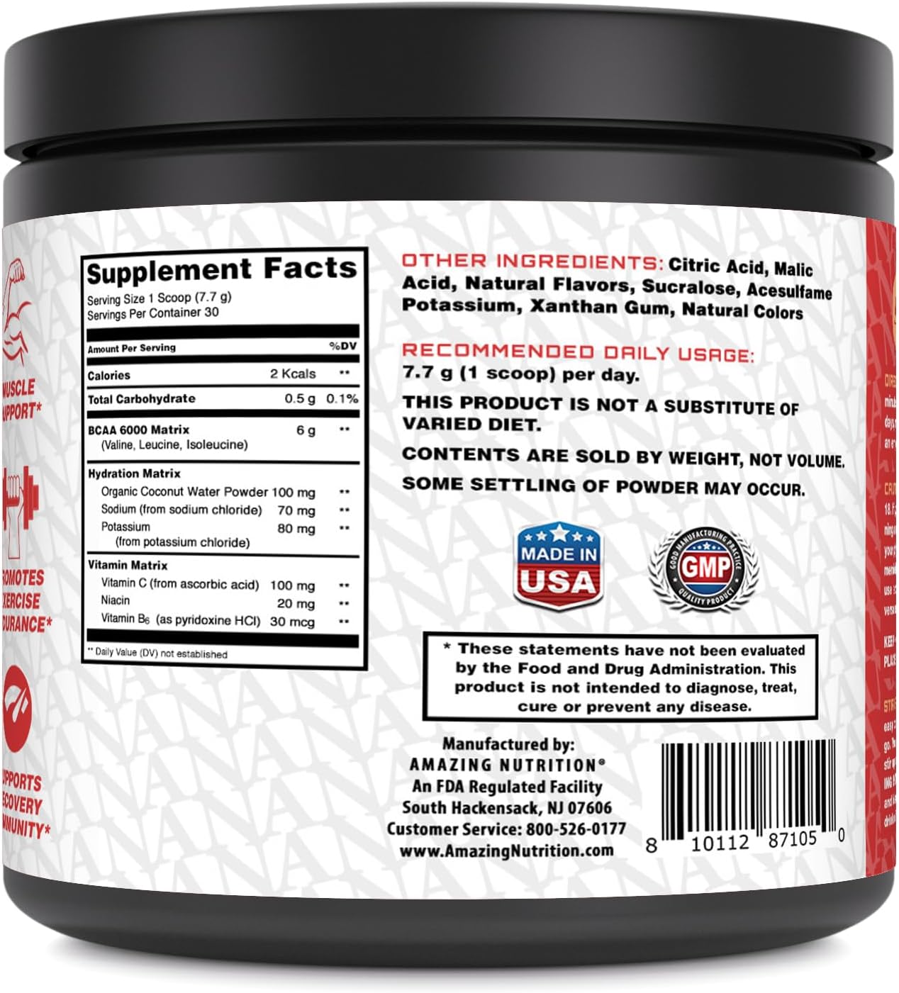 High-Quality BCAA Supplement with 6g per Serving - 30 Servings Natural Fruit Punch Flavor - Made in USA