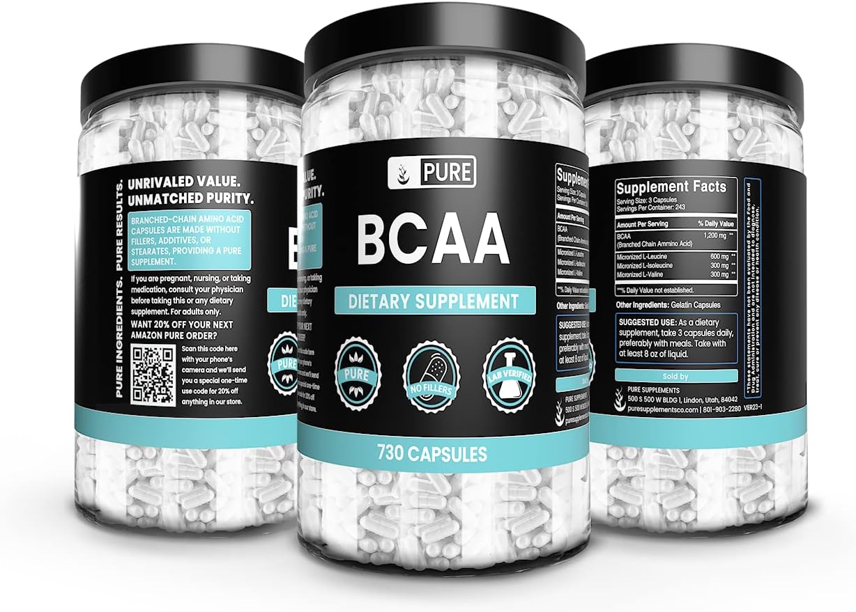 High-Quality BCAA Supplement with Pure Ingredients - 730 Capsules, No Fillers, Lab Verified