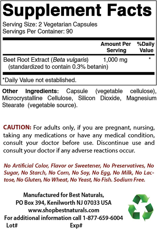 High-Quality Beet Root Powder & L-Carnitine Supplement - 500mg & 1000mg Vegan Capsules for Energy & Performance