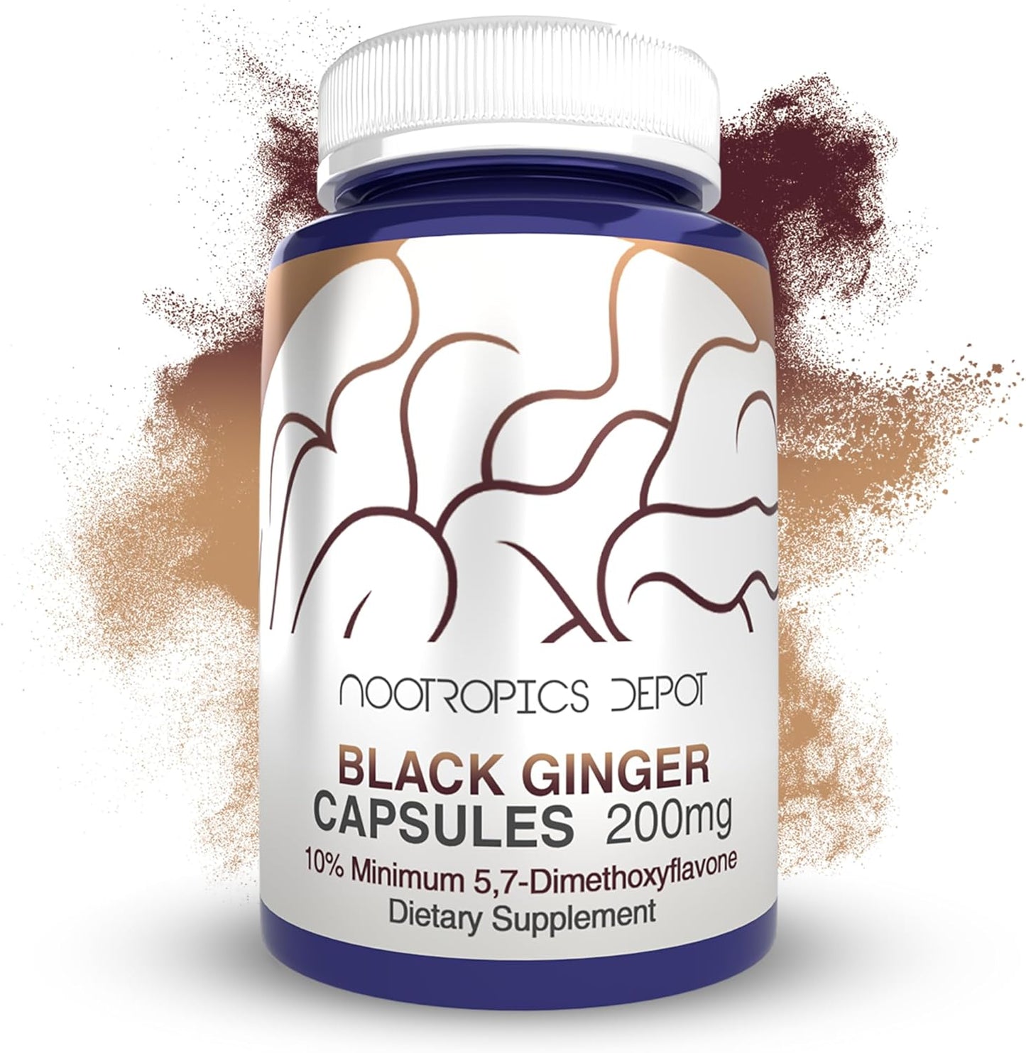High-Quality Black Ginger Extract Capsules with 10% 5,7-Dimethoxyflavone | 180 Capsules by Nootropics Depot