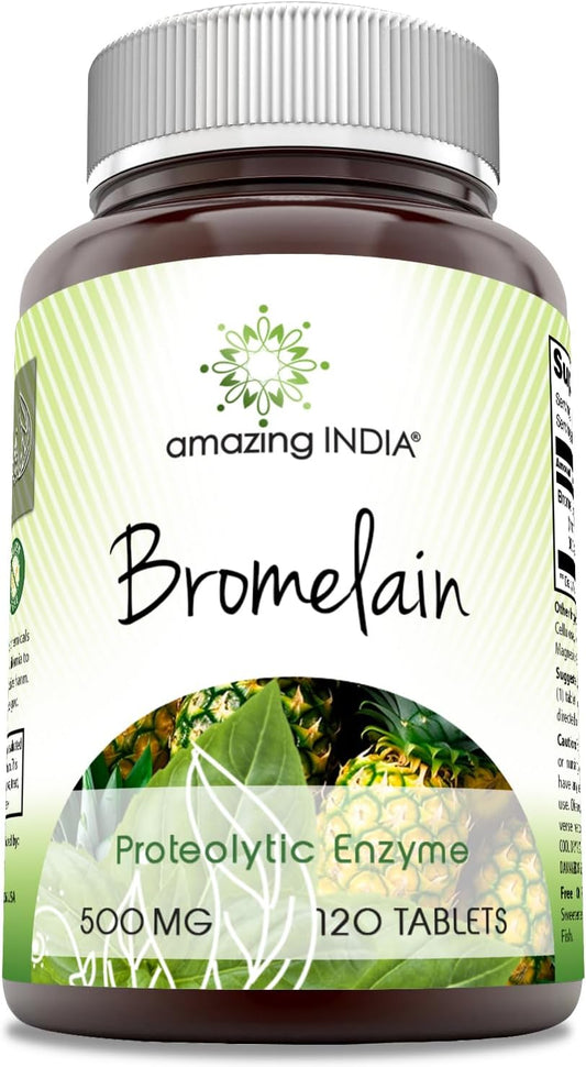 High-Quality Bromelain 500mg Supplement from India | 120 Tablets | Non-GMO & Gluten-Free | Made in the USA