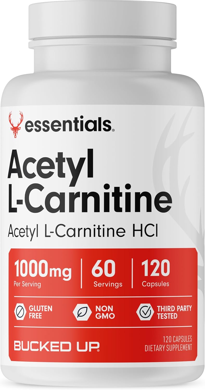 High-Quality Bucked Up Acetyl L-Carnitine Capsules - 1000mg Per Serving for Brain Function - 60 Servings, 120 Capsules