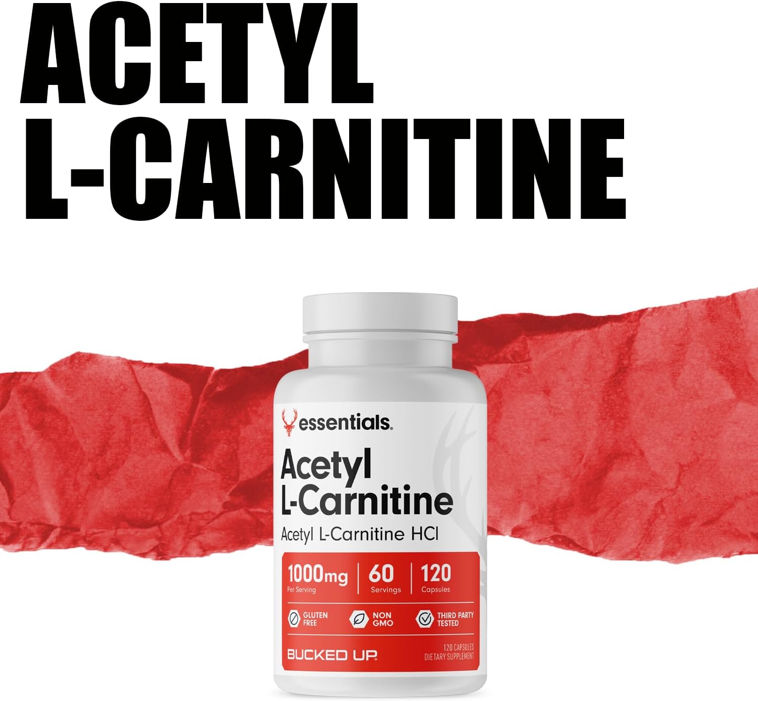High-Quality Bucked Up Acetyl L-Carnitine Capsules - 1000mg Per Serving for Brain Function - 60 Servings, 120 Capsules