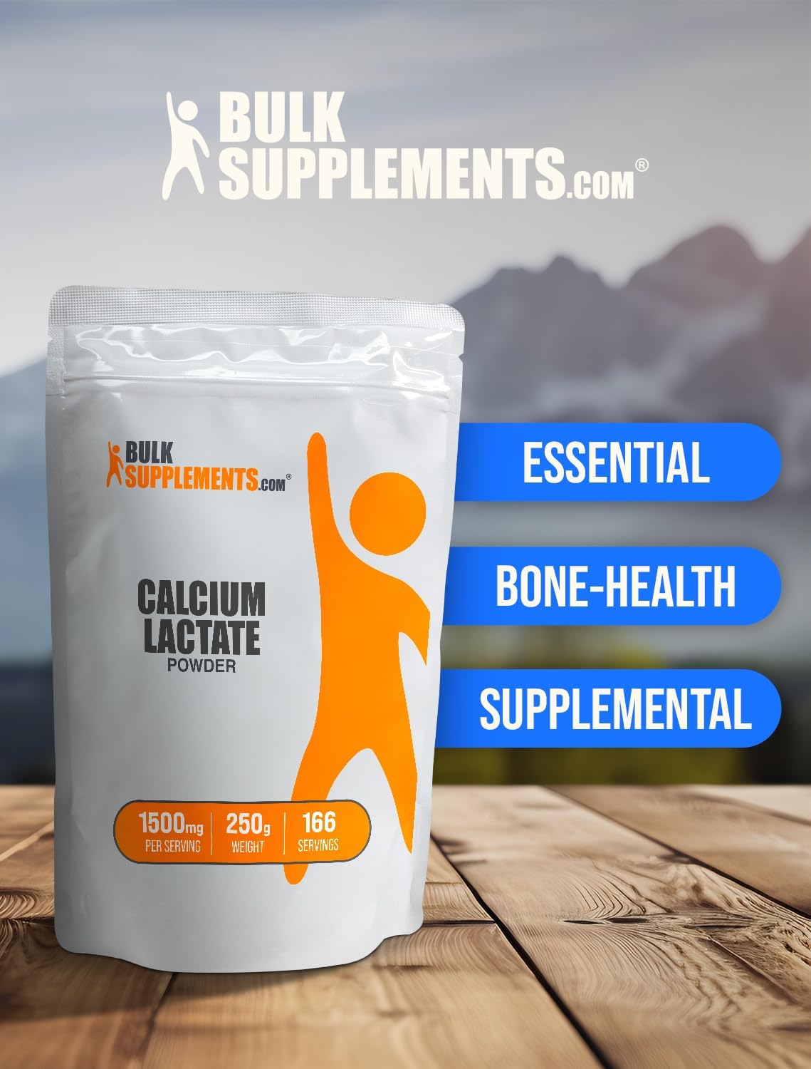 High-Quality Calcium Lactate Powder Supplement - 1500mg per Serving (200mg Calcium) - 250g (8.8 oz) Pack of 1 - Food Grade Calcium Lactate Powder