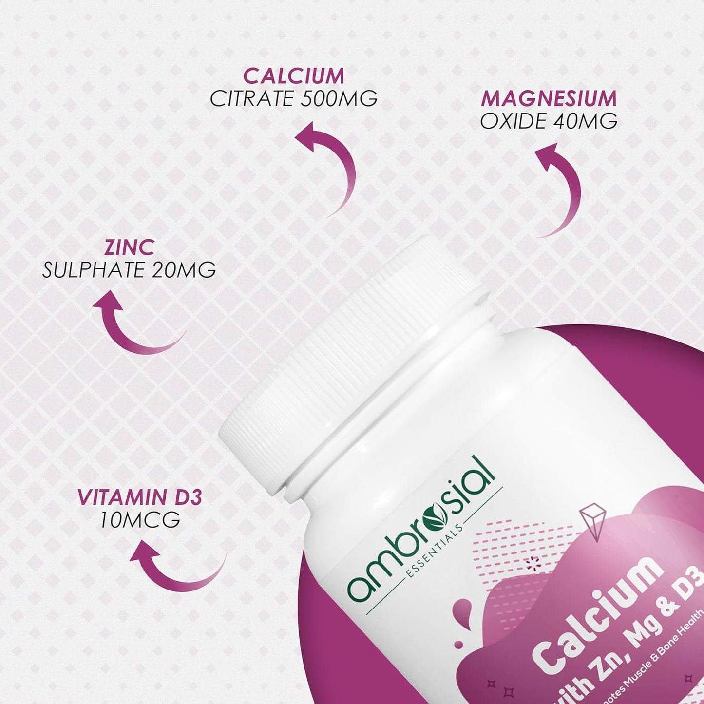 High-Quality Calcium Magnesium Zinc Supplement with Vitamin D3 - 120 Softgels Pack