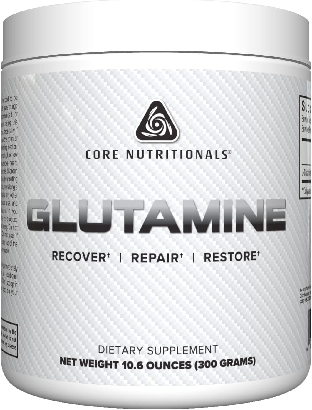 High-Quality Core Nutritionals Glutamine Supplement, Supports Muscle Growth and Immune System, 5000mg, 60 Servings